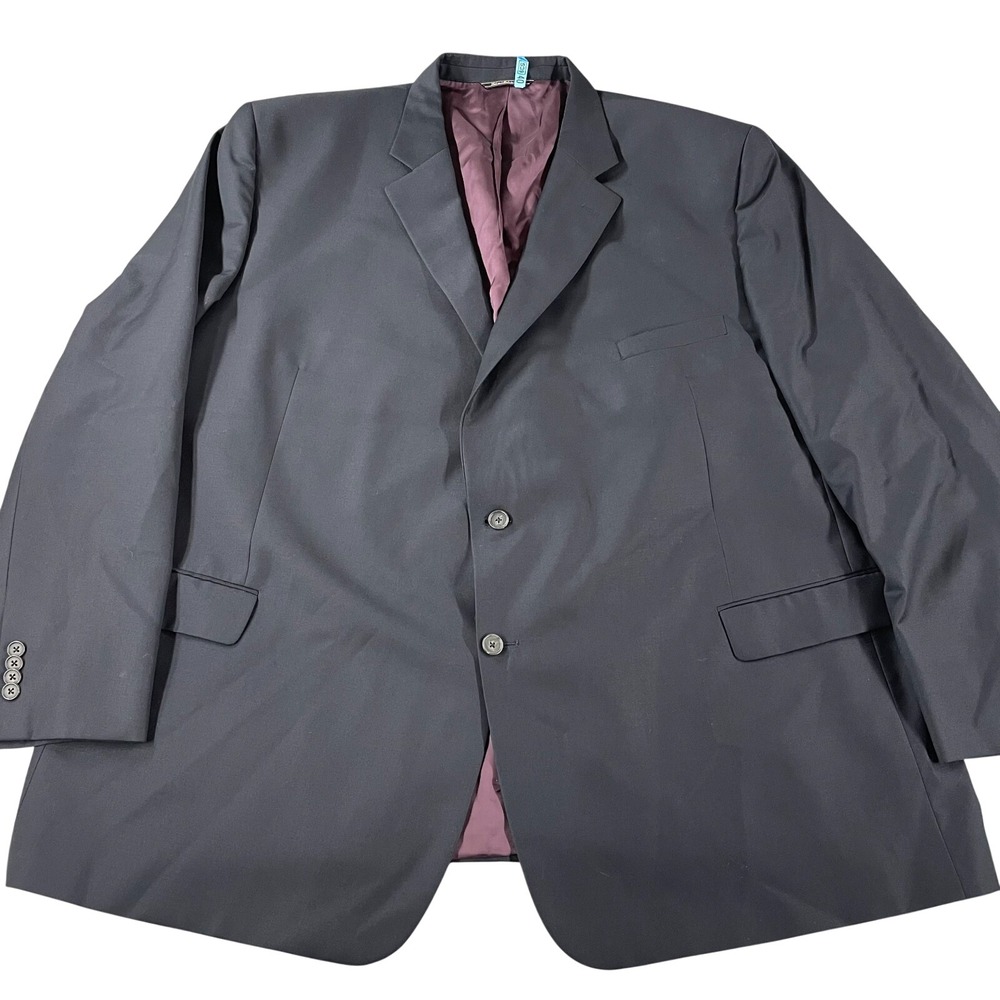 Jack Victor Classic Rochester Suit Coat‎ Blazer Size 56R Wool Poly Blue Black